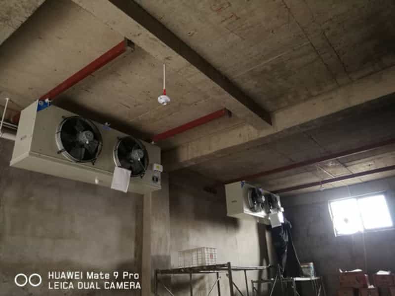 香蕉庫風(fēng)機安裝中